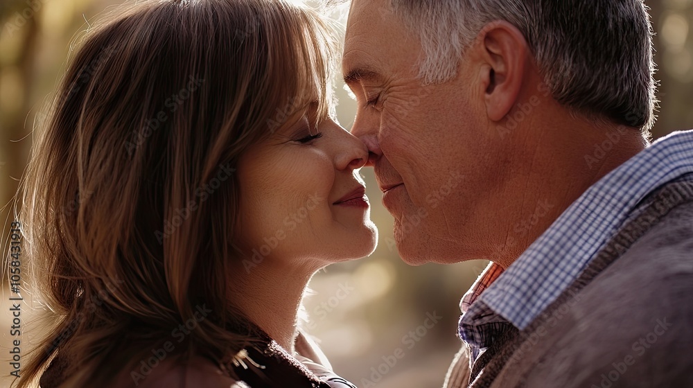 A tender moment is captured with an affectionate kiss between a couple, highlighting the love shared between a man and woman, with ample photo style copy space available. A tender moment is captured with an affectionate kiss between a couple, highlighting the love shared between a man and woman, with ample photo style copy space available.
