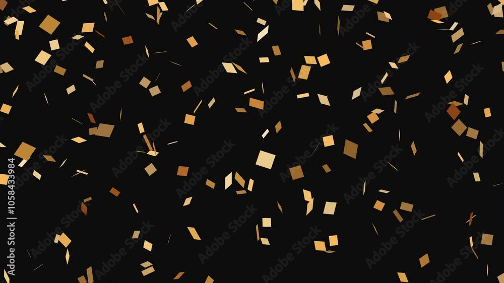 Motion graphics with gold confetti falling from above. Motion graphics with gold confetti falling from above.