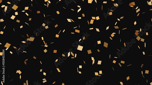 Motion graphics with gold confetti falling from above.