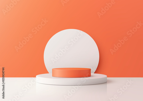 3D Orange and White Podium ...