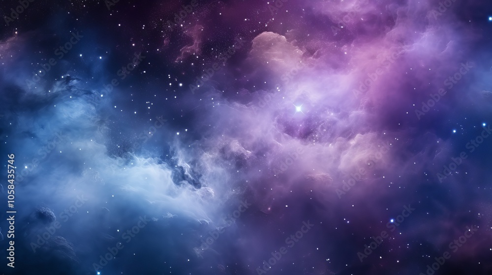 Fototapeta premium Colorful cosmic nebula filled with stars in the night sky viewed from a distant galaxy