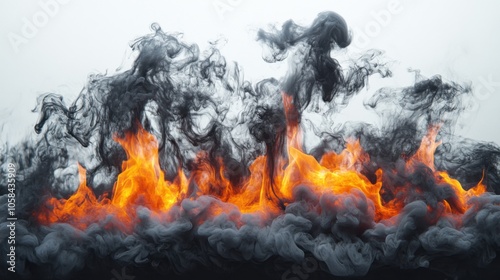 Fire and smoke. Abstract illustration of flames and clouds.