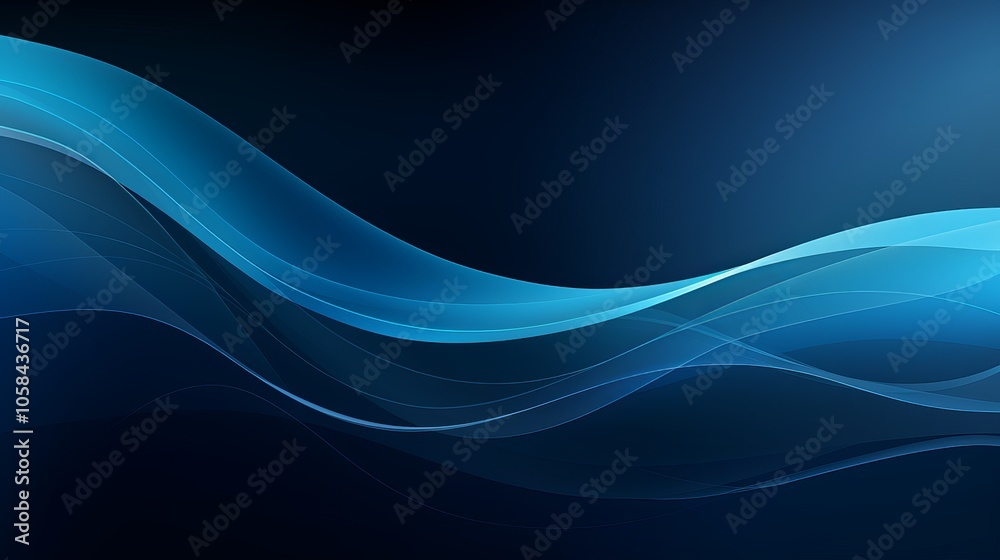 Graceful blue waves intertwining in an abstract design on a dark background