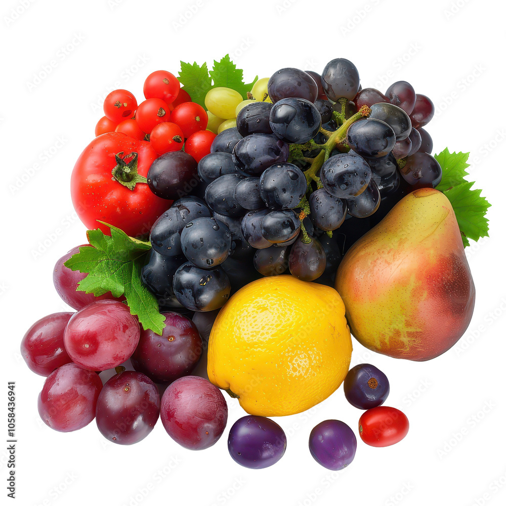 Vibrant Fruit Bowl: A Still Life of Fresh Grapes, Plums, Lemon, and More Vibrant Fruit Bowl: A Still Life of Fresh Grapes, Plums, Lemon, and More