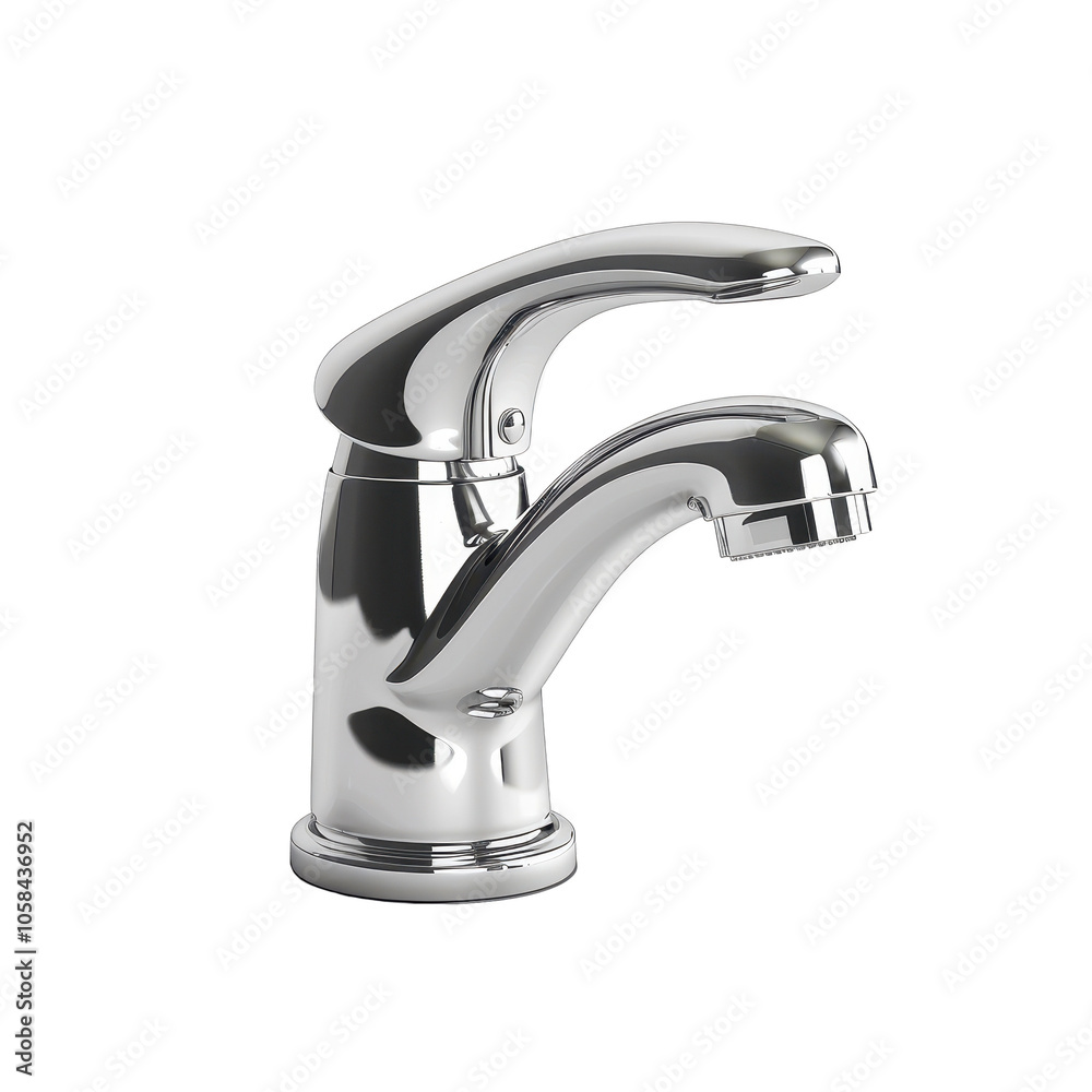 Modern Chrome Bathroom Faucet with Curved Handle