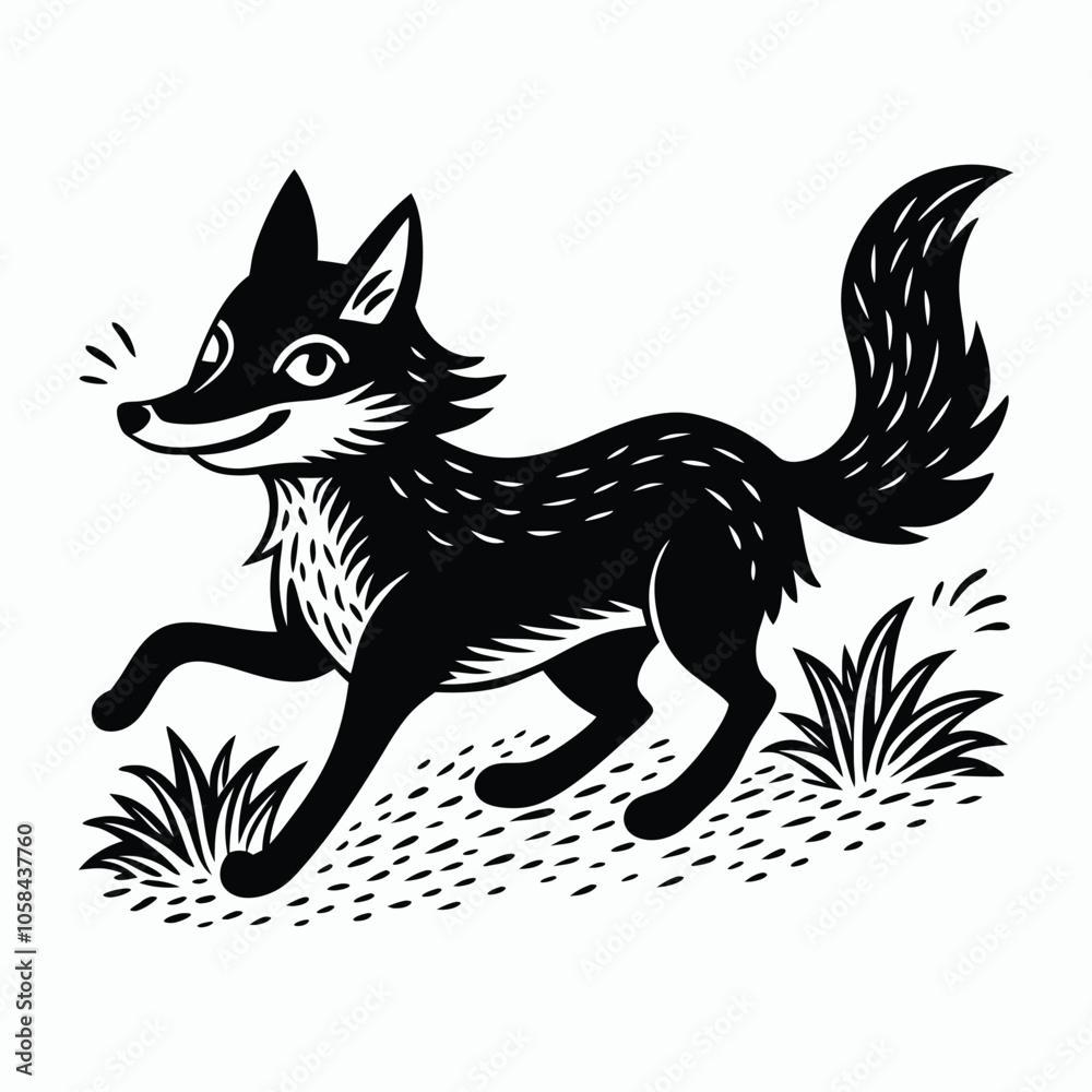 vector energetic fox running through a field with a joyful vector energetic fox running through a field with a joyful