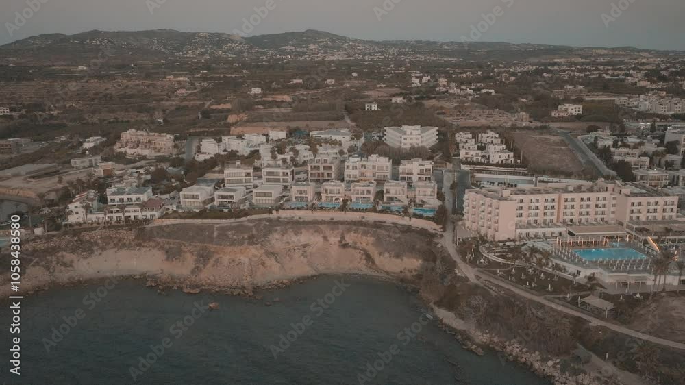 Hotel complex in Kissonerga, Cyprus. Shot on a drone. Hotel complex in Kissonerga, Cyprus. Shot on a drone.