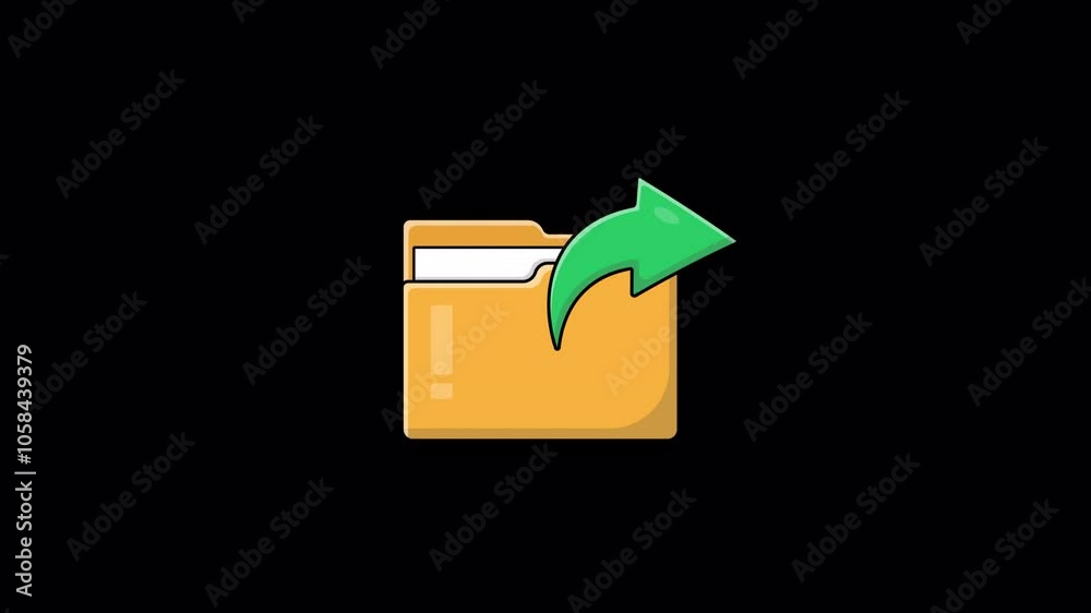 Animated Folder with Green Arrow Sign. File Sharing Concept Video - Transparent