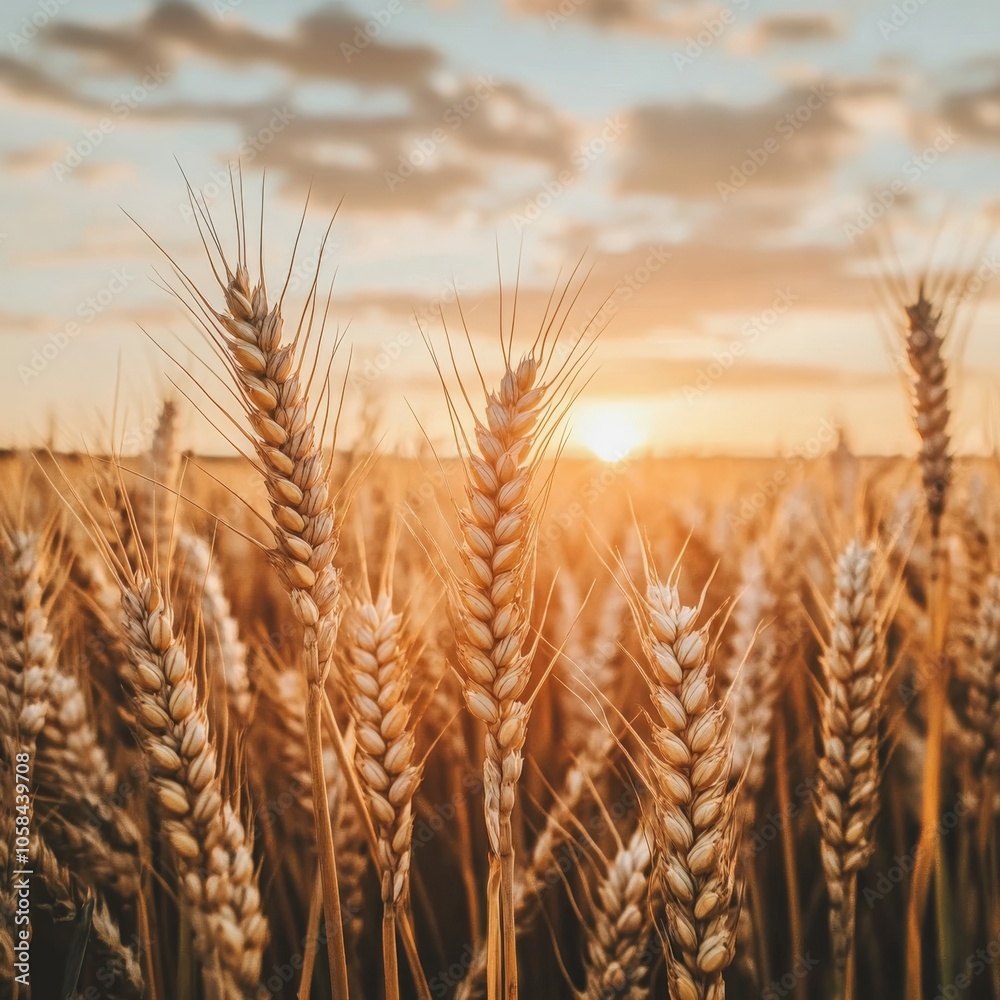 Wheat field panorama with sunset Wheat field panorama with sunset