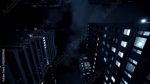 Urban Nightscape A Stunning Skyward View of Majestic City Buildings and Architecture