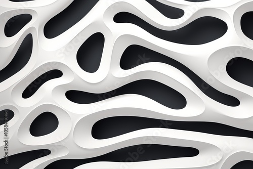 Abstract white and black wave pattern reflecting modern design principles in a creative space photo