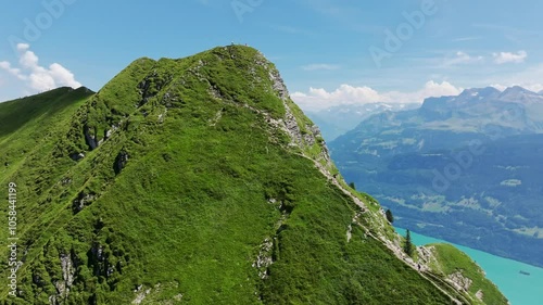 Drone rises to reveal breathtaking views of trail, Switzerland's mountain gem photo