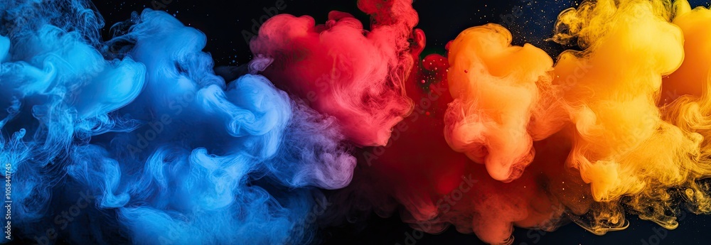 A black background with colorful paint. A black background with colorful paint.