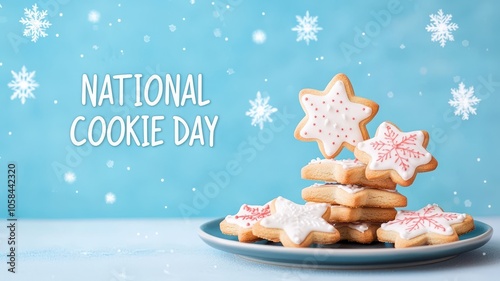 Wallpaper Mural A festive display of star-shaped cookies celebrating National Cookie Day against a cheerful blue background. Torontodigital.ca