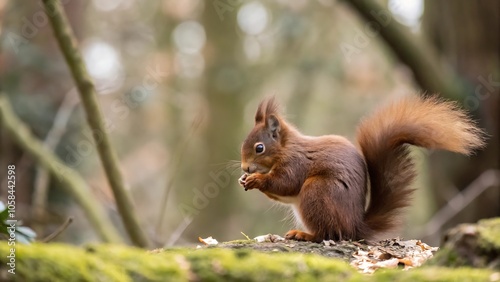 Beautiful Red Squirrel Eating