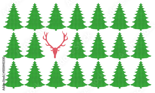 Grün Karierter Stoff mit Tannenbäume