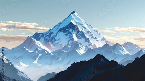 A snow-covered mountain peak. silhouette illustration