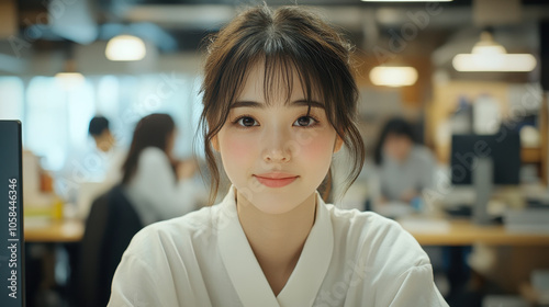 portrait of a woman in a cafe