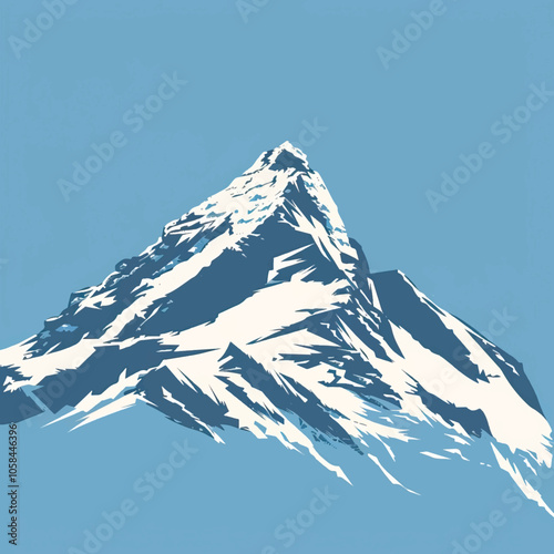 A snow-covered mountain peak. silhouette illustration