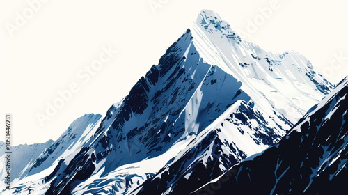 A snow-covered mountain peak. silhouette illustration
