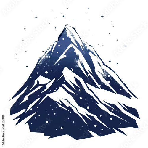 A snow-covered mountain peak. silhouette illustration