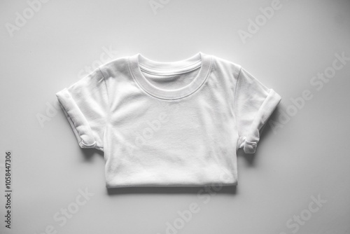 Cute Blank white newborn baby cotton t-shirt mockup template.Little boy girl child tee shirt mock-up