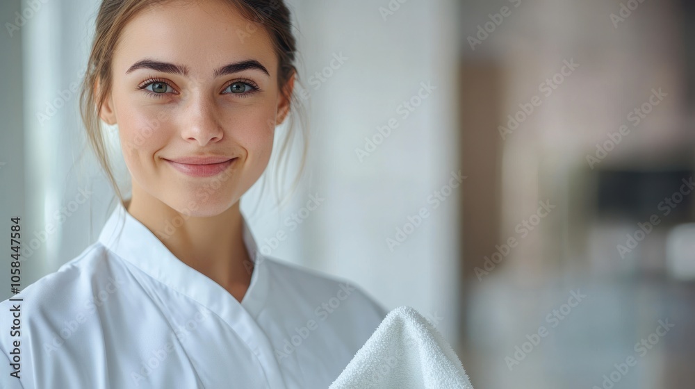 Smiling Woman in a White Robe Smiling Woman in a White Robe