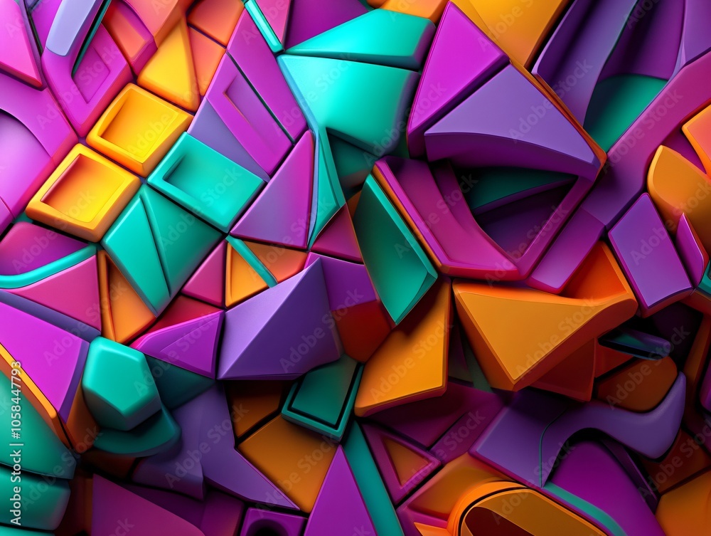 Obraz premium A colorful abstract painting with many different shapes and colors
