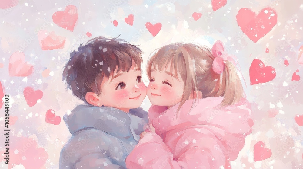 Concept of warmth and love between the two children Concept of warmth and love between the two children
