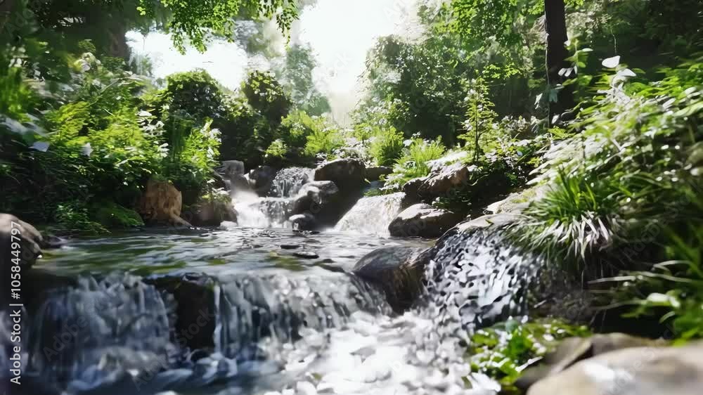 Nature's Symphony: River Flowing Over Stones in a Serene Setting Nature's Symphony: River Flowing Over Stones in a Serene Setting