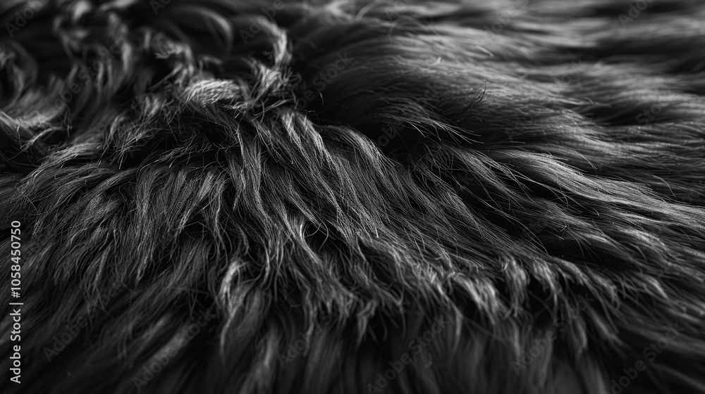 Close-up of a soft, black fur texture. Close-up of a soft, black fur texture.