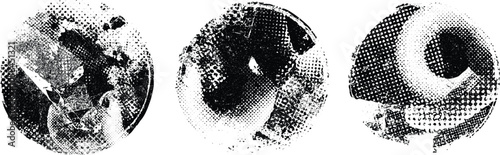 Vector rough edges badges set .Grunge set of textured black labels . Pack of vector stickers. Grunge circle stamps, insignias, labels, tags for your design. Grunge textured black vector rubber stamps