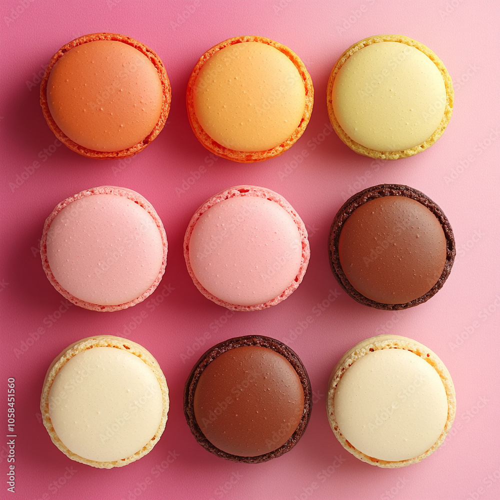 macarons on gradient colorful background macarons on gradient colorful background