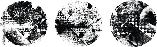 Vector rough edges badges set .Grunge set of textured black labels . Pack of vector stickers. Grunge circle stamps, insignias, labels, tags for your design. Grunge textured black vector rubber stamps