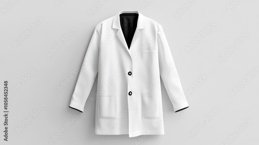 A white lab coat hanging against a light background, symbolizing professionalism in science. A white lab coat hanging against a light background, symbolizing professionalism in science.