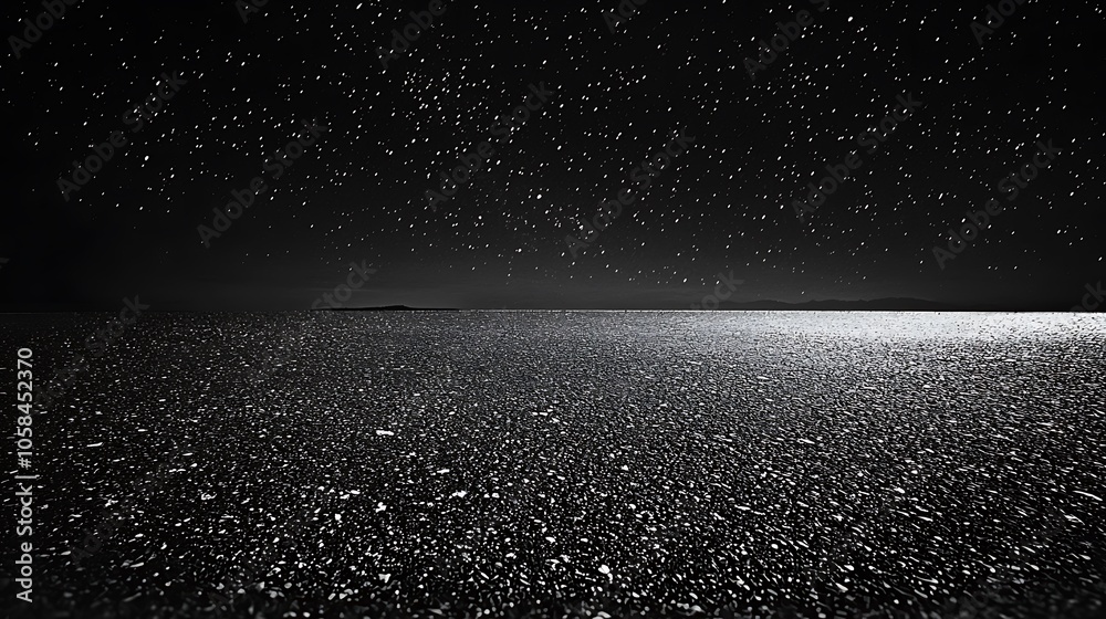 Empty asphalt surface under a night sky. Empty asphalt surface under a night sky.