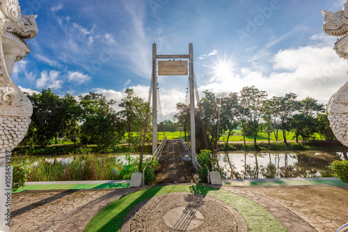 The background of an important tourist attraction in Khon Kaen Province (Wat Thung Setthi) is a large pagoda in the middle of a swamp, tourists always come to see the beauty in Thailand photo