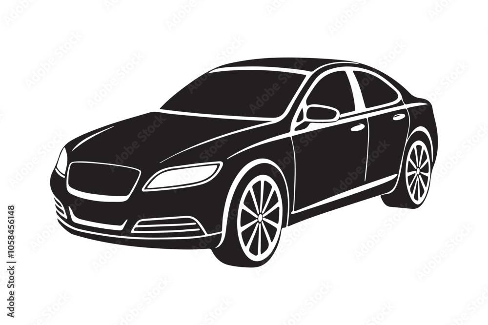 Naklejka premium Car silhouette vector bundle illustration, Car silhouette vector, Car silhouette PNG