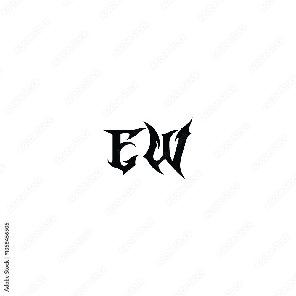Fototapeta premium EW monogram logo design letter text name symbol monochrome logotype alphabet character simple logo