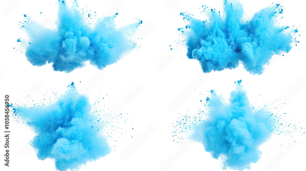 Blue Explosions Creating Vibrant Clouds on Transparent Background Generative AI Blue Explosions Creating Vibrant Clouds on Transparent Background Generative AI