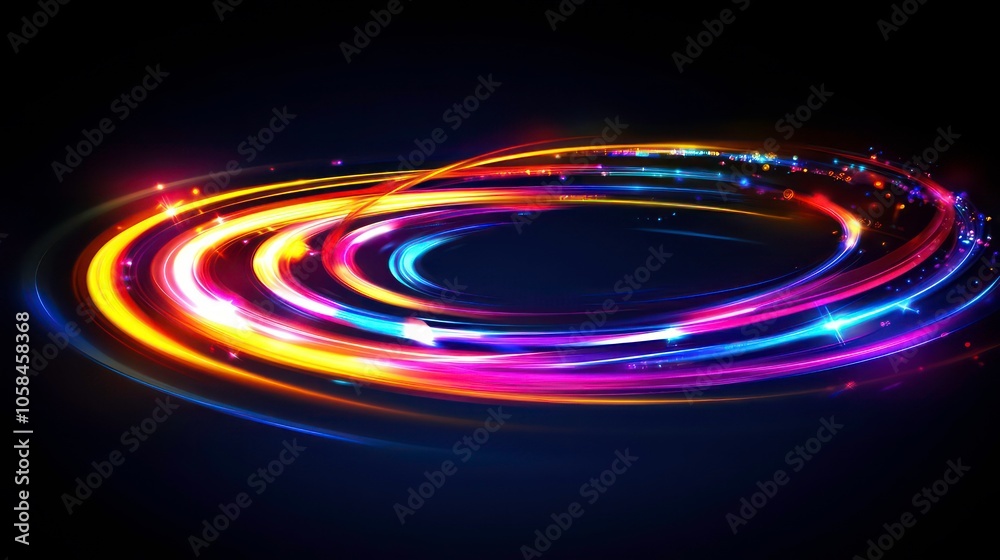 Vibrant swirling lights on a dark background, creating a dynamic and energetic visual effect. Vibrant swirling lights on a dark background, creating a dynamic and energetic visual effect.