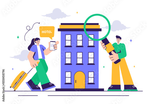 Hotel Reviews Vector Illustration featuring Rating Services, User Satisfaction, and Customer Experiences in a Flat Style Cartoon Background