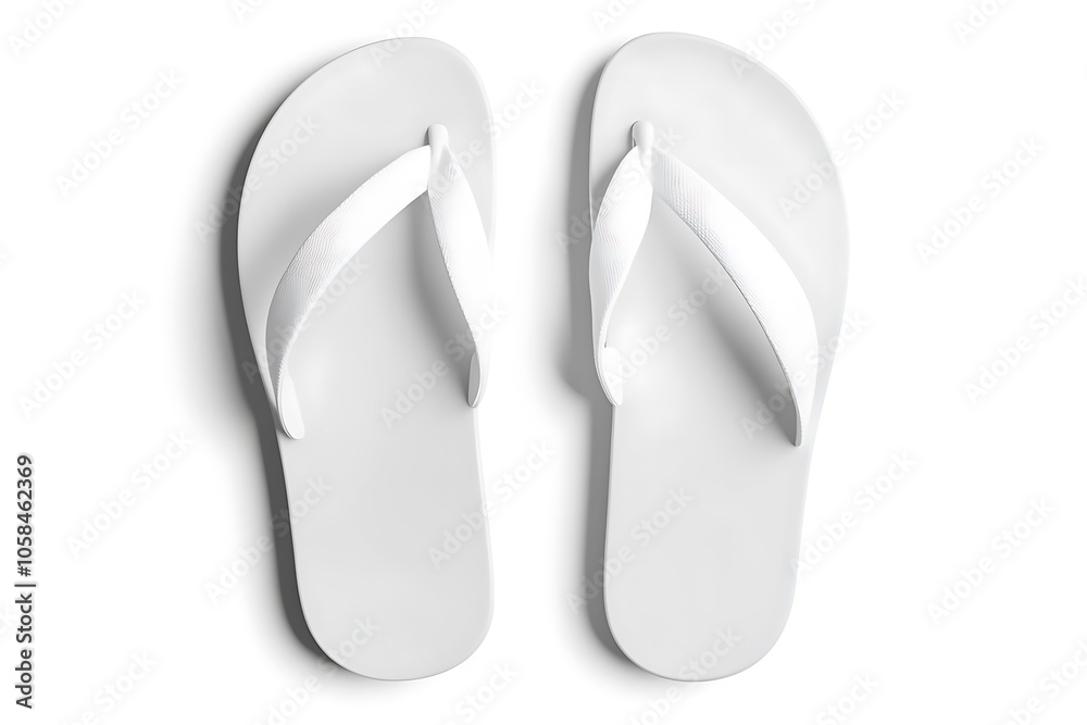 Pair of white beach slippers, design mockup Pair of white beach slippers, design mockup