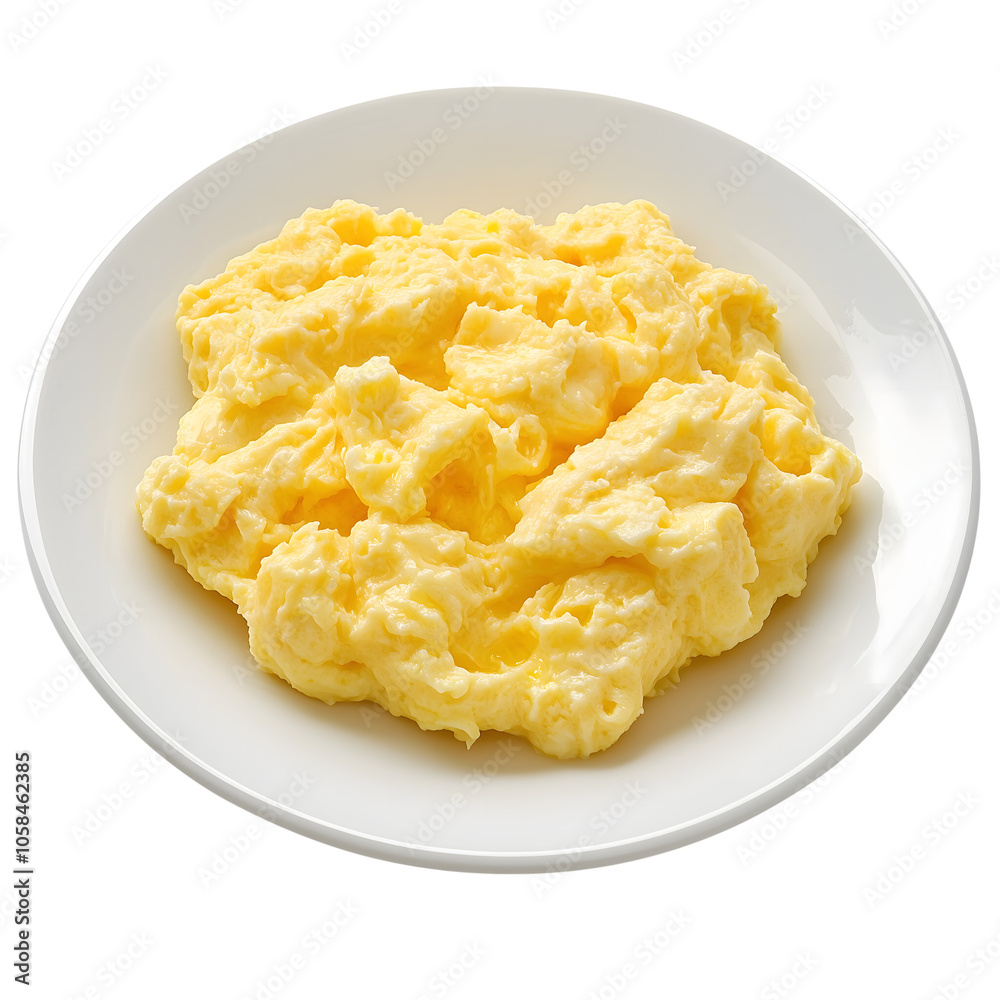 Scrambled eggs isolated on transparent background Generative Ai. Scrambled eggs isolated on transparent background Generative Ai.