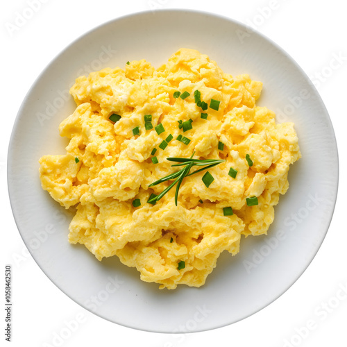 Scrambled eggs isolated on transparent background Generative Ai. photo