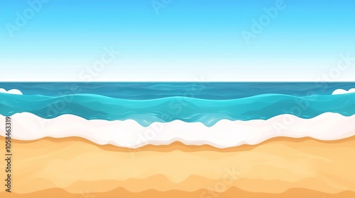 Idyllic beach scene with gentle waves and sandy shoreline