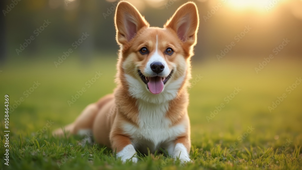 A brown and white dog laying in the grass A brown and white dog laying in the grass