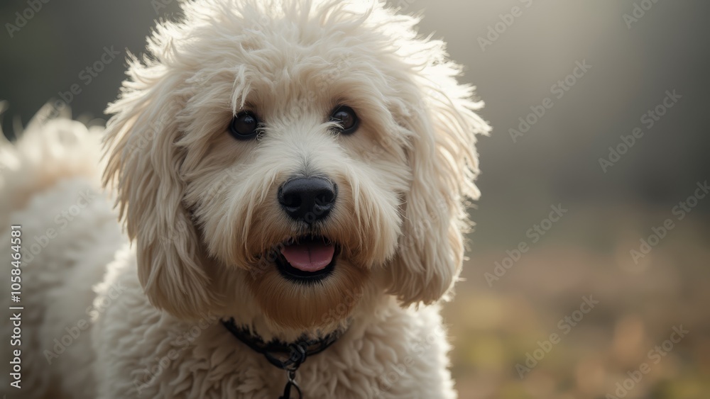 A small white dog with a black collar is looking at the camera A small white dog with a black collar is looking at the camera