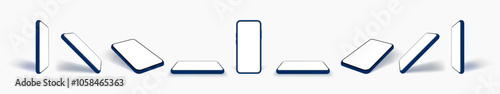 Smartphone Mockup Set: Minimalist 3D Design from Various Angles with Blank Screen