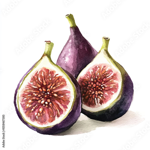  Fig fruit watercolor clipart illustratration
